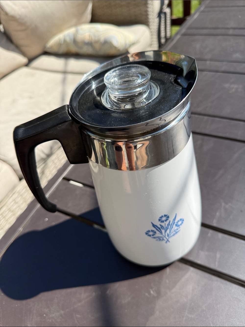 Vintage Corning Ware Blue Cornflower 9-Cup Stovetop Percolator (Model P-119) – C